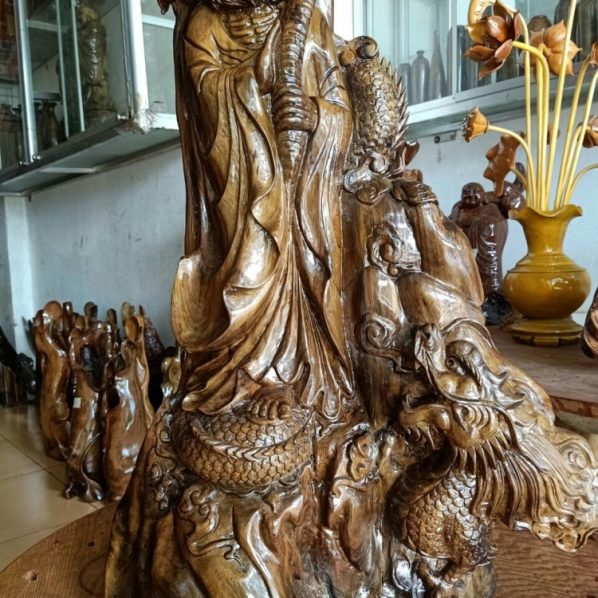 tượng sư tổ đạt ma gỗ thủy tùng xanh daklak