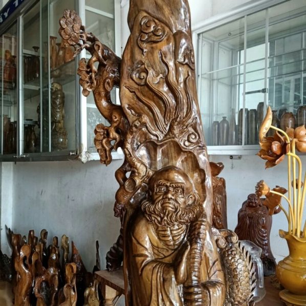 tượng sư tổ đạt ma gỗ thủy tùng xanh daklak