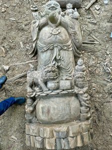 tượng di lặc chúc phúc chất gỗ thủy tùng xanh nguyên khối
